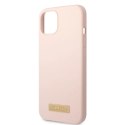 Etui Guess Silicone Logo Plate MagSafe na iPhone 13 mini - różowe Guess