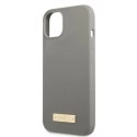 Etui Guess Silicone Logo Plate MagSafe na iPhone 13 mini - szare Guess