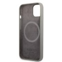 Etui Guess Silicone Logo Plate MagSafe na iPhone 13 mini - szare Guess