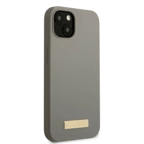 Etui Guess Silicone Logo Plate MagSafe na iPhone 13 - szare Guess