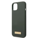 Etui Guess Silicone Logo Plate MagSafe na iPhone 13 - zielone Guess
