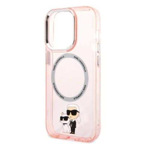 Etui Karl Lagerfeld Iconic Karl&Choupette MagSafe na iPhone 14 Pro Max - różowe Karl Lagerfeld