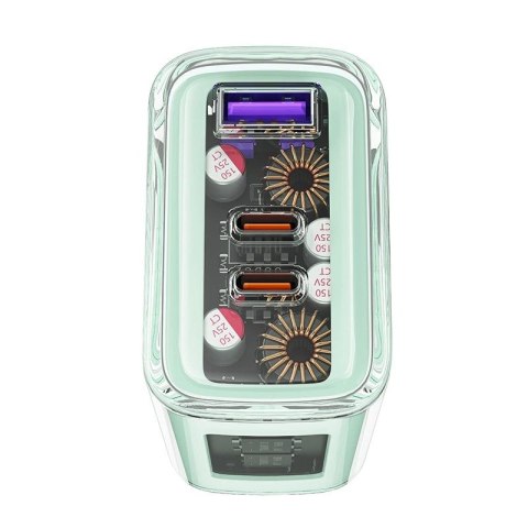 Acefast ładowarka GaN 65W 3 porty (1xUSB, 2xUSB C) szara (A45) Acefast