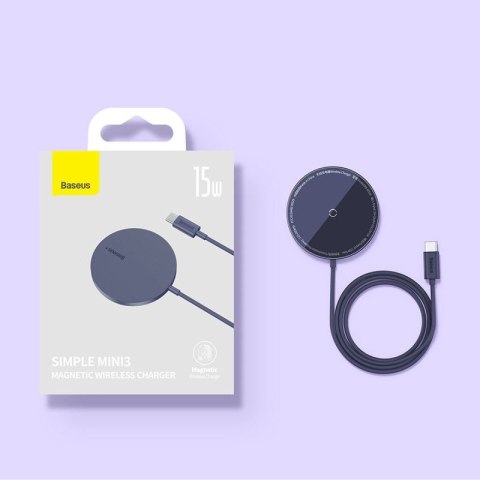 Baseus Simple Mini3 ładowarka magnetyczna MagSafe Qi 15W niebieska Baseus