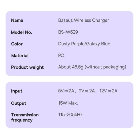 Baseus Simple Mini3 ładowarka magnetyczna MagSafe Qi 15W niebieska Baseus
