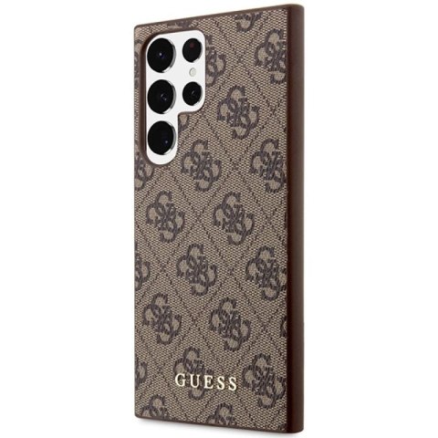 Etui Guess 4G Metal Gold Logo na Samsung Galaxy S23 Ultra - brązowe Guess