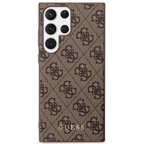Etui Guess 4G Metal Gold Logo na Samsung Galaxy S23 Ultra - brązowe Guess
