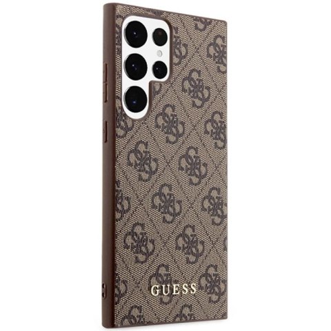 Etui Guess 4G Metal Gold Logo na Samsung Galaxy S23 Ultra - brązowe Guess