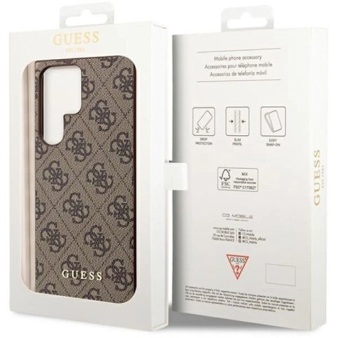 Etui Guess 4G Metal Gold Logo na Samsung Galaxy S23 Ultra - brązowe Guess