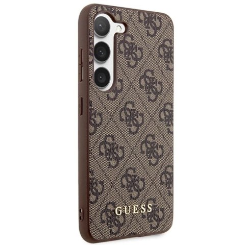 Etui Guess 4G Metal Gold Logo na Samsung Galaxy S23 - brązowe Guess