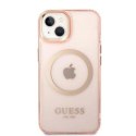 Etui Guess Gold Outline Translucent MagSafe na iPhone 14 Plus - różowe Guess