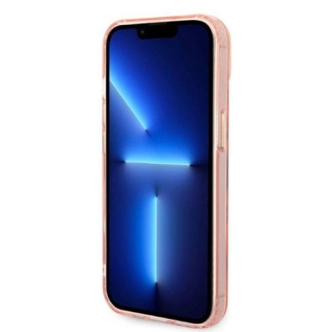 Etui Guess Gold Outline Translucent MagSafe na iPhone 14 Plus - różowe Guess
