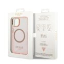 Etui Guess Gold Outline Translucent MagSafe na iPhone 14 Plus - różowe Guess