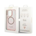 Etui Guess Gold Outline Translucent MagSafe na iPhone 14 Pro - różowe Guess