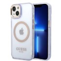 Etui Guess Gold Outline Translucent MagSafe na iPhone 14 - purpurowe Guess