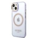 Etui Guess Gold Outline Translucent MagSafe na iPhone 14 - purpurowe Guess