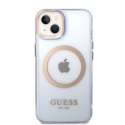Etui Guess Gold Outline Translucent MagSafe na iPhone 14 - purpurowe Guess