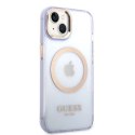 Etui Guess Gold Outline Translucent MagSafe na iPhone 14 - purpurowe Guess