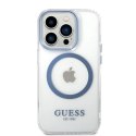 Etui Guess Metal Outline Magsafe na iPhone 14 Pro Max - niebieskie Guess