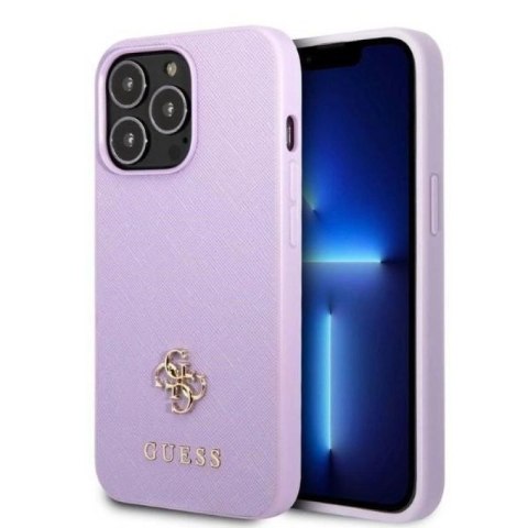 Etui Guess Saffiano 4G Small Metal Logo na iPhone 13 Pro Max - purpurowe Guess