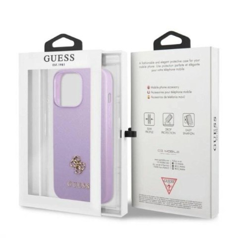 Etui Guess Saffiano 4G Small Metal Logo na iPhone 13 Pro Max - purpurowe Guess