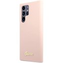 Etui Guess Silicone Script Metal Logo na Samsung Galaxy S23 Ultra - różowe Guess