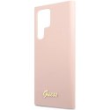 Etui Guess Silicone Script Metal Logo na Samsung Galaxy S23 Ultra - różowe Guess