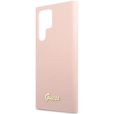 Etui Guess Silicone Script Metal Logo na Samsung Galaxy S23 Ultra - różowe Guess