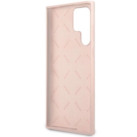 Etui Guess Silicone Script Metal Logo na Samsung Galaxy S23 Ultra - różowe Guess