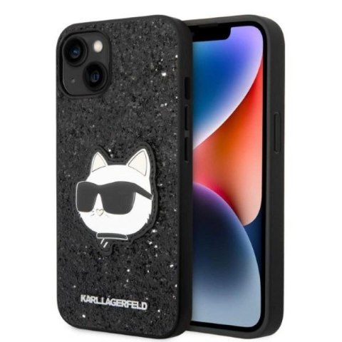 Etui Karl Lagerfeld Glitter Choupette Patch na iPhone 14 Plus - czarne Karl Lagerfeld