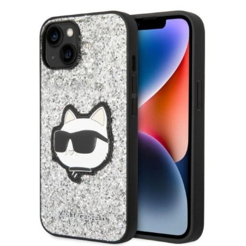 Etui Karl Lagerfeld Glitter Choupette Patch na iPhone 14 Plus - srebrne Karl Lagerfeld