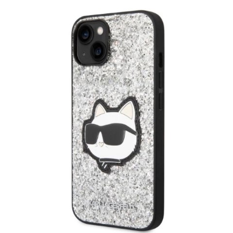 Etui Karl Lagerfeld Glitter Choupette Patch na iPhone 14 Plus - srebrne Karl Lagerfeld