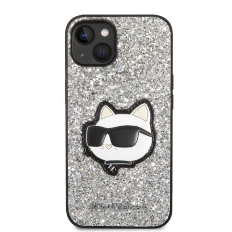 Etui Karl Lagerfeld Glitter Choupette Patch na iPhone 14 Plus - srebrne Karl Lagerfeld