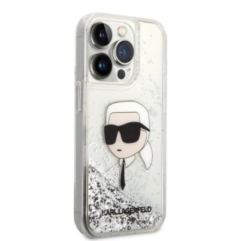 Etui Karl Lagerfeld Glitter Karl's Head na iPhone 14 Pro - srebrne Karl Lagerfeld