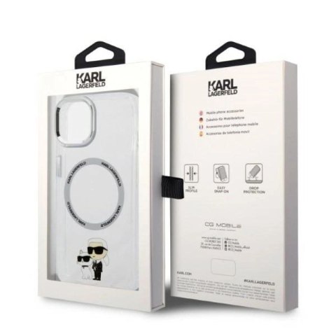 Etui Karl Lagerfeld Iconic Karl&Choupette MagSafe na iPhone 14 Plus - przezroczyste Karl Lagerfeld