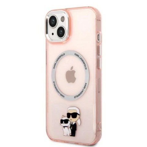 Etui Karl Lagerfeld Iconic Karl&Choupette MagSafe na iPhone 14 Plus - różowe Karl Lagerfeld