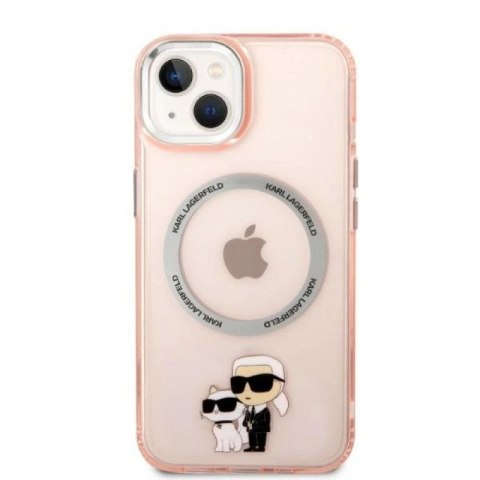 Etui Karl Lagerfeld Iconic Karl&Choupette MagSafe na iPhone 14 Plus - różowe Karl Lagerfeld