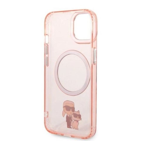 Etui Karl Lagerfeld Iconic Karl&Choupette MagSafe na iPhone 14 Plus - różowe Karl Lagerfeld