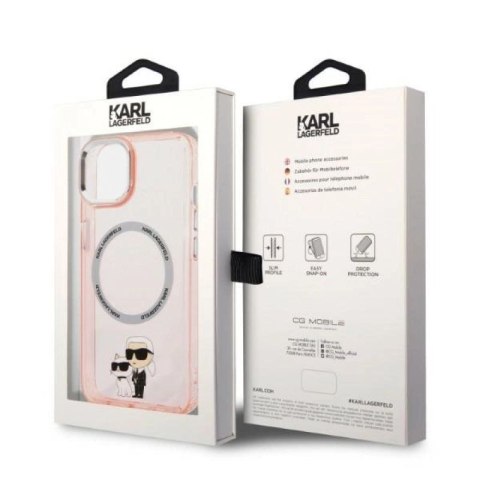 Etui Karl Lagerfeld Iconic Karl&Choupette MagSafe na iPhone 14 Plus - różowe Karl Lagerfeld
