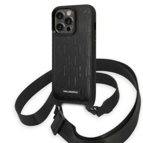 Etui Karl Lagerfeld Monogram Plaque Logo Strap na iPhone 14 Pro - czarne Karl Lagerfeld