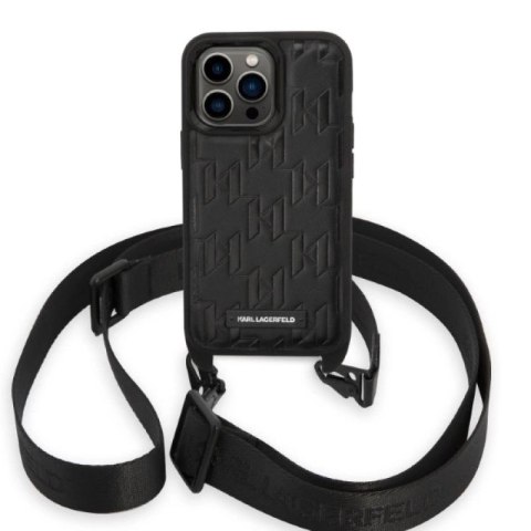 Etui Karl Lagerfeld Monogram Plaque Logo Strap na iPhone 14 Pro - czarne Karl Lagerfeld