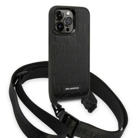 Etui Karl Lagerfeld Monogram Plaque Logo Strap na iPhone 14 Pro - czarne Karl Lagerfeld