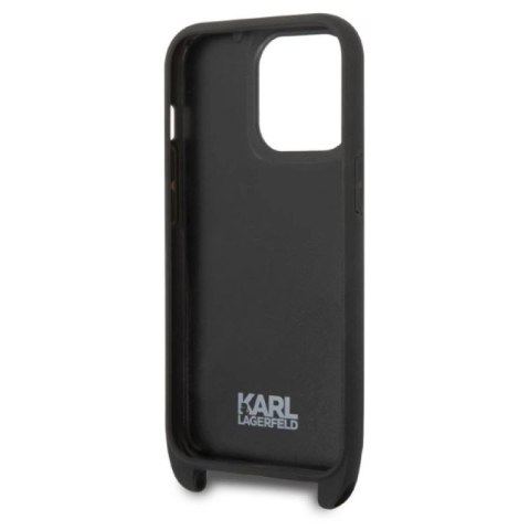 Etui Karl Lagerfeld Monogram Plaque Logo Strap na iPhone 14 Pro - czarne Karl Lagerfeld
