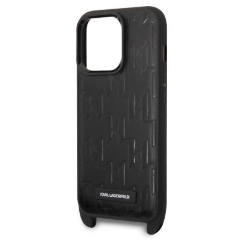 Etui Karl Lagerfeld Monogram Plaque Logo Strap na iPhone 14 Pro - czarne Karl Lagerfeld