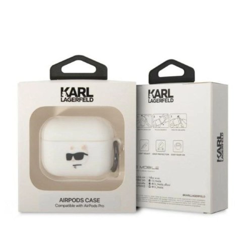 Etui Karl Lagerfeld Silicone Choupette Head 3D na AirPods Pro - białe Karl Lagerfeld