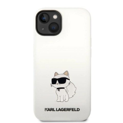 Etui Karl Lagerfeld Silicone Choupette MagSafe na iPhone 14 Plus - białe Karl Lagerfeld