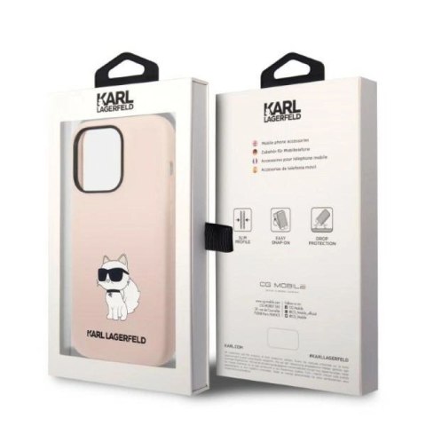 Etui Karl Lagerfeld Silicone Choupette na iPhone 14 Pro - różowe Karl Lagerfeld