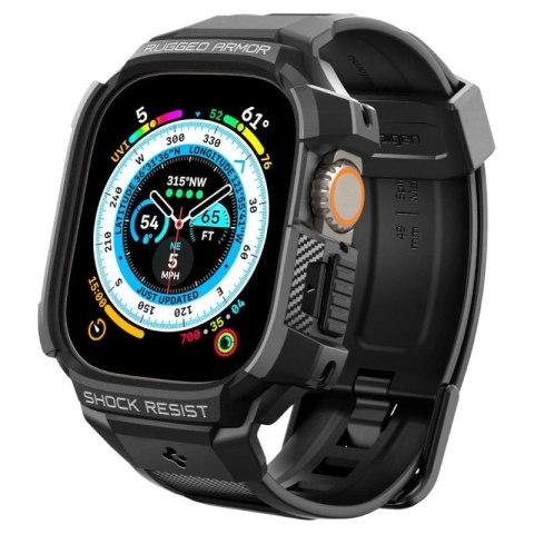 Etui z paskiem Spigen Rugged Armor Pro na Apple Watch Ultra (49 mm) - czarne Spigen