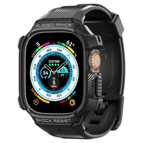 Etui z paskiem Spigen Rugged Armor Pro na Apple Watch Ultra (49 mm) - czarne Spigen