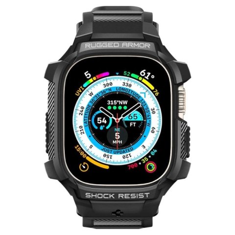 Etui z paskiem Spigen Rugged Armor Pro na Apple Watch Ultra (49 mm) - czarne Spigen